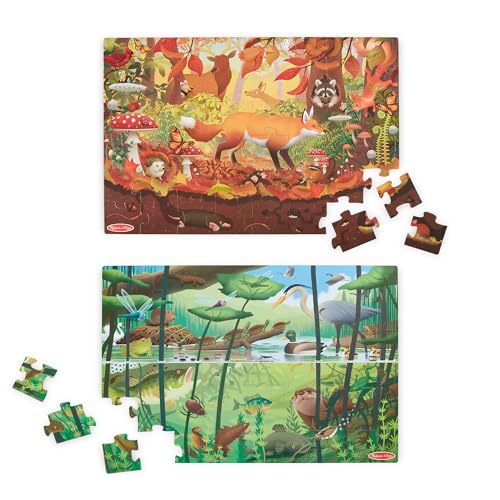 Melissa & Doug Let's Explore Doppelseitiges Bodenpuzzle Seek & Find mit Lupe | Puzzle für Kinder | Spionage und Suche nach Kindern |3+| Geschenk für Jungen oder Mädchen | FSC-zertifizierte Materialien von Melissa & Doug