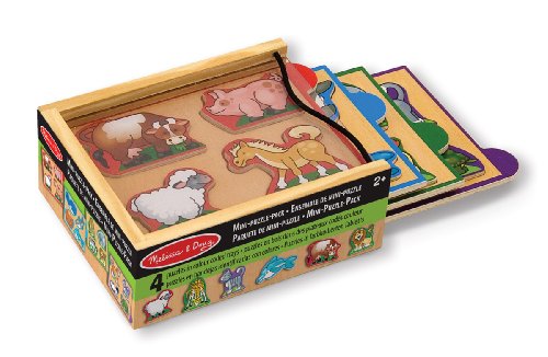 Melissa & Doug Mini-Tierpuzzle-Set aus Holz (4 vierteilige Puzzle mit Aufbewahrungsbox) von Melissa & Doug