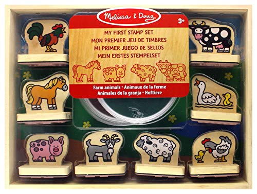 Melissa and Doug Stempel| Tiere Bauernhof & 2 Stempelkissen | Holzstempel Set | Holz Mitgebsel Kindergeburtstag Kleinkind Stempelset Kinder 3 Jahre + von Melissa & Doug