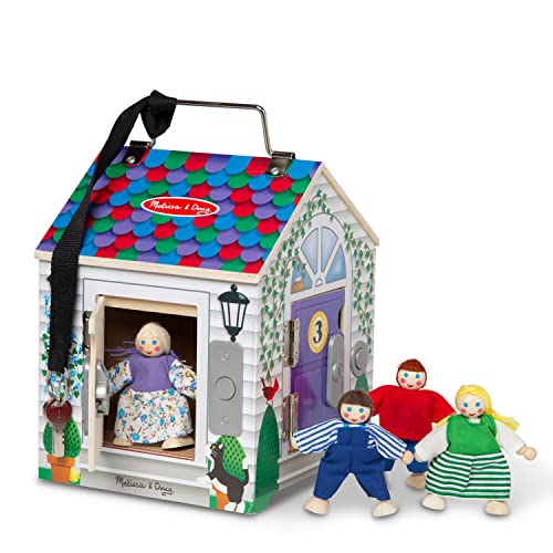 Melissa & Doug Türklingelhaus Puppenhaus aus Holz mit Türklingelgeräuschen | Mehrfarbig | Holzpuppen | 3+ | Geschenk für Jungen oder Mädchen von Melissa & Doug
