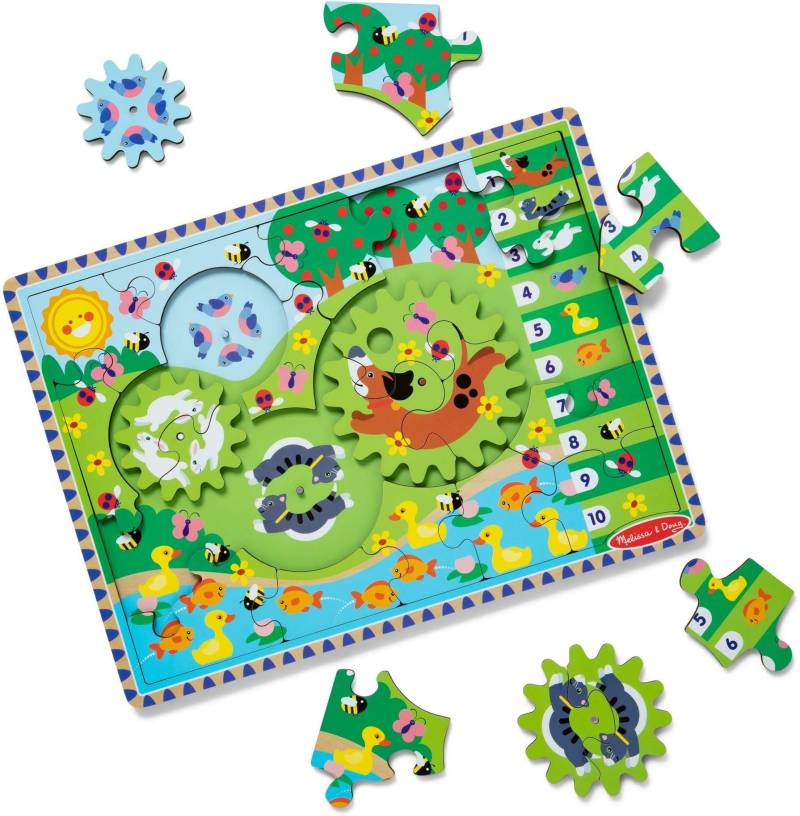 Melissa &  Doug Puzzle mit Zahnräder Tiermotiv 24 Teile von Melissa & Doug
