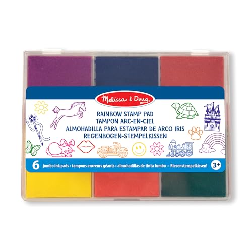 Melissa & Doug Regenbogen-Stempelkissen - auswaschbare Tinte zur Verwendung mit Holzstempel Sets, 6 Farben, zur kreativen Beschäftigung für Kinder ab 4 Jahren von Melissa & Doug