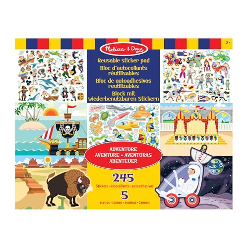 Melissa & Doug Wiederverwendbare Stickerbücher Abendteuer | Reiseaktivitäten für Kleinkinder | Wiederverwendbare Sticker ideal für unterwegs im Auto oder Flugzeug |Kinderbücher Alter 3-4 Jahre von Melissa & Doug