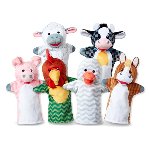 Melissa & Doug Stallfreunde- Handpuppen, 6er-Set (Kuh, Schaf, Pferd, Ente, Huhn, Schwein), Ab3945 von Melissa & Doug