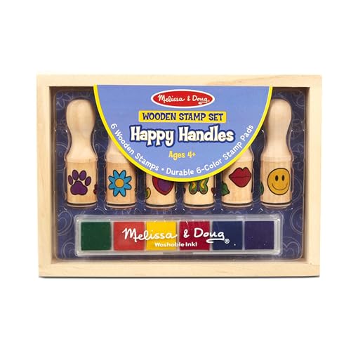 Melissa & Doug 12407 Happy Handles Stempelset aus Holz, mit Schablonen, mehrfarbig von Melissa & Doug