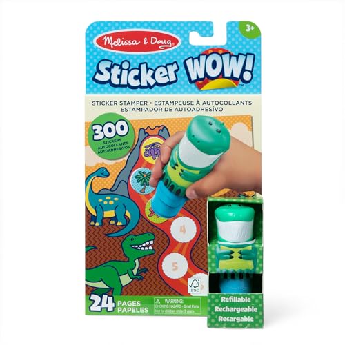 Melissa & Doug Sticker WOW Aufkleberstempel und Aktivitätenblock mit 24 Seiten, 300 Aufkleber, Aktivität Bastelspielzeug Sammlerfigur – Dinosaurier von Melissa & Doug