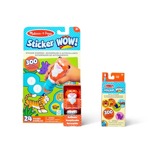 Melissa & Doug Sticker Wow!™ Tigerpaket: Aufkleberstempel, 24-seitiger Aktivitätenblock, insgesamt 600 Aufkleber, Aktivität-Bastelspielzeug Sammelfigur von Melissa & Doug