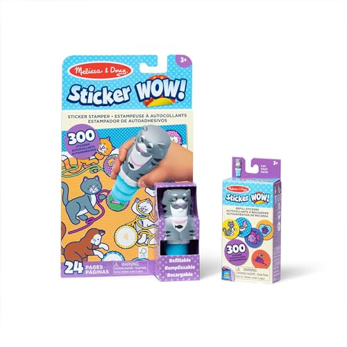 Melissa & Doug Sticker Wow Katzenpaket: Aktivitätenblock mit 24 Seiten, Aufkleberstempel, 600 Aufkleber, Aktivität - Bastelspielzeug Sammelfigur von Melissa & Doug