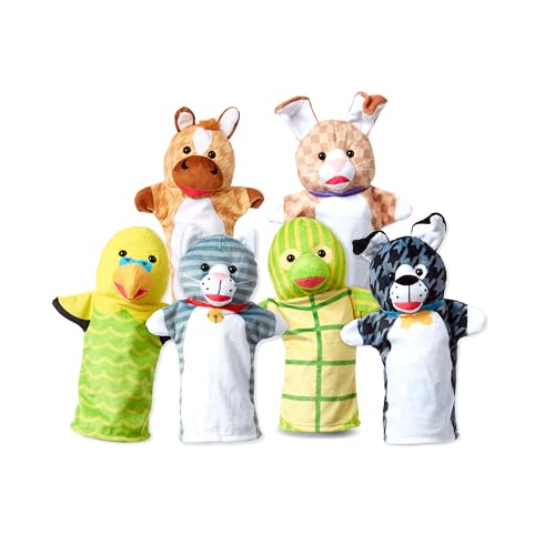 Melissa & Doug Tierfreunde-Handpuppen, 6er-Set (Katze, Hund, Pferd, Papagei, Schildkröte, Hase, Pferd) von Melissa & Doug