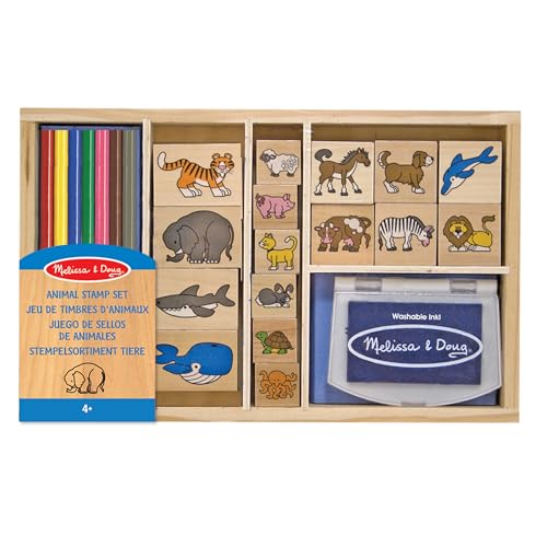 Melissa & Doug Tierstempelset | Kreatives | Holzspielzeug | Stempelsets und -schablonen für Kinder | 4+ | Geschenk für Jungen oder Mädchen von Melissa & Doug