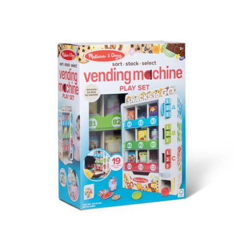 Melissa & Doug Verkaufsautomaten-Spielset aus Holz zum Sortieren, Auffüllen und Auswählen, Holzspielzeug mit Spiellebensmittel für Jungen und für Mädchen ab 3 Jahren von Melissa & Doug