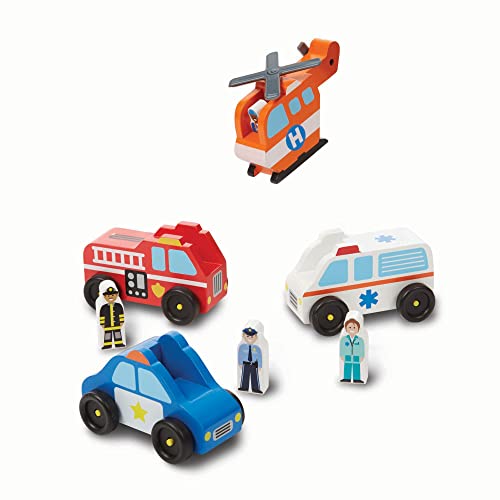 Melissa & Doug Wooden Emergency Vehicle Set , Wooden Vehicles, Cars & Trains , 2+ , Gift for Boy or Girl von Melissa & Doug