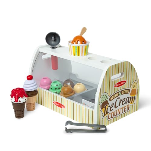 Melissa & Doug Wooden Scoop and Serve Ice Cream Counter (28 pcs) - Play Food and Accessories von Melissa & Doug