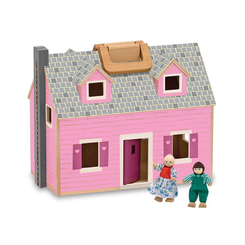Puppenhaus FOLD & GO mit Zubehör in rosa von Melissa & Doug
