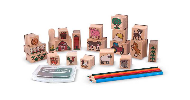 Stempelszenen aus Holz - Bauernhof mehrfarbig von Melissa & Doug