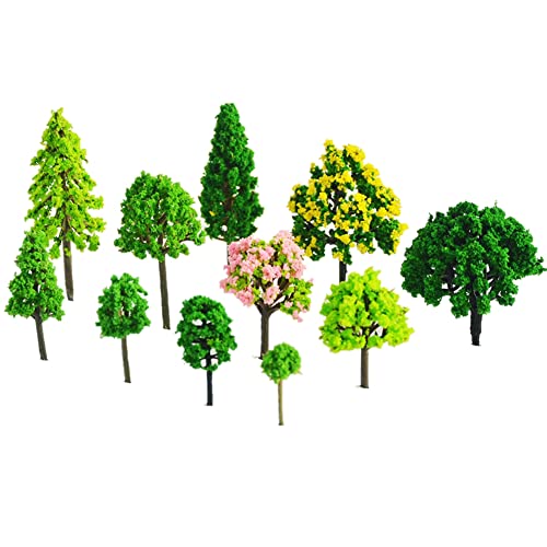 Melitt Mini-Bäume, Landschaft, gemischte Miniatur-Bäume, künstliche Kriegsspiel-Bäume, Eisenbahn-Landschaft, Set A, 55 Stück von Melitt