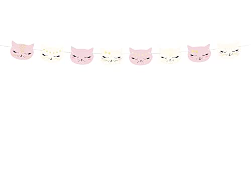PartyDeco Girlande DIY Katzen 1,4m x 1 Stück Papiergirlande zum selbst Basteln Kindergeburtstag rosa weiß Tiere Katzenkopf PartyDeco Girlande DIY Katzen 1,4m x 1 Stück Papiergirlande zum selbst Basteln Kindergeburtstag rosa weiß Tiere Katzenkopf von PartyDeco