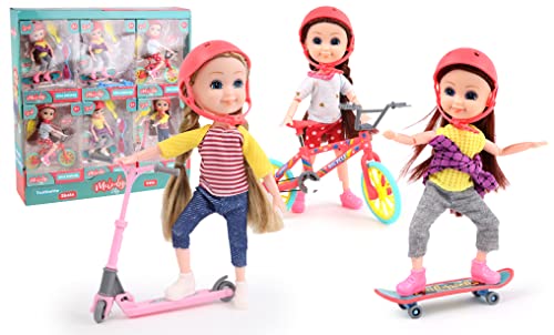 Melody City Melody - Mini Puppenfahrer Puppenpuppe - 071222 - Zufallsmodell - Kunststoff - Figur - Puppe - Kinderspielzeug - Geburtstag - Roller - Skateboard - Fahrrad - Ab 3 Jahren von Melody City