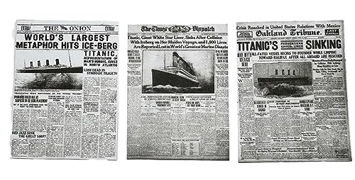 Melody Jane Dolls Houses Titanic Sinking Disaster Puppenhaus Zeitung Frontabdeckungen 1:12 Maßstab Karte Set mit 3 kleinen Uni Erwachsenen Indoor Puppenhaus Dekor von Melody Jane