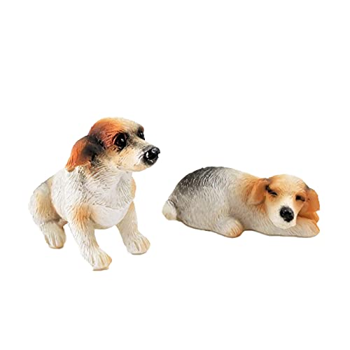 Melody Jane Dolls Houses Puppenhaus Jack Russel Hunde Sitzender & Liegend Miniatur Haustier 1:12 Zubehör von Melody Jane