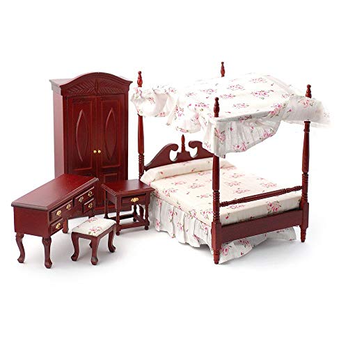 Melody Jane Puppenhaus Mahagoni Viktorianisch Schlafzimmer Möbel Set Mit Baldachin 4 Poster Bett von Melody Jane