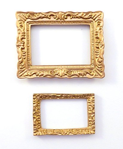 Melody Jane 2 Leerer Puppenhaus Gold Bild Gemälde Bilderrahmen Rechteckiger Miniatur Zubehör von Melody Jane