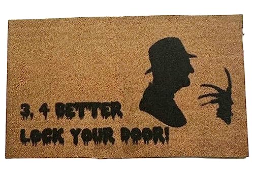 Melody Jane Dolls House Halloween Fußmatte Lock Your Door Horror Movie Rug 1:12 Printed Card von Melody Jane
