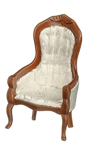 Melody Jane Herren-Stuhl im viktorianischen Stil, Walnuss-Design, Wohnzimmermöbel, Maßstab 1:12, Weiß von Melody Jane