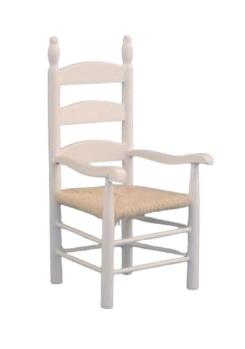 Melody Jane Puppenhäuser mit Leiterlehne, gewebter Sitz, Carver, weiß, Küche, Esszimmermöbel Melody Jane Puppenhäuser mit Leiterlehne, gewebter Sitz, Carver, weiß, Küche, Esszimmermöbel von Melody Jane