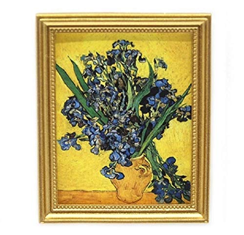 Melody Jane Puppenhaus Blau Iris IN Vase Bild Gemälde Goldrahmen Miniatur Zubehör von Melody Jane