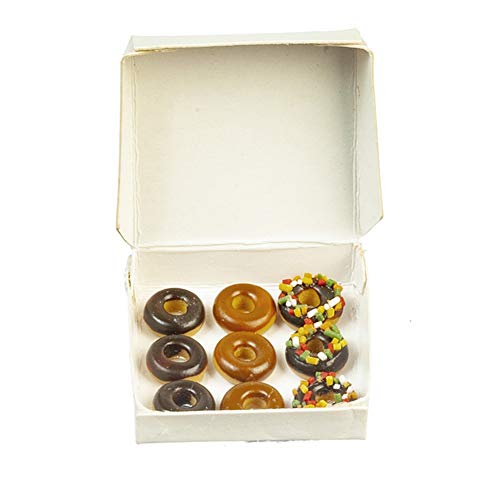Melody jane Puppenhaus Einfarbig Weiß Schachtel mit 9 Donuts Miniatur Bäckerei Laden Zubehör 1:12 von Melody Jane