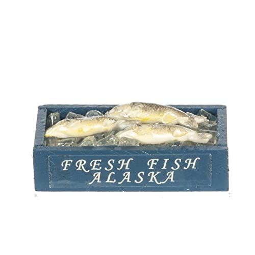 Melody Jane Puppenhaus Frischer Fisch Alaska auf Eis in Kiste Miniatur Markt Shop Zubehör von Melody Jane