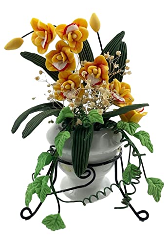Melody Jane Puppenhaus Gelb Blumen im Topf Ständer Miniatur Gartenzubehör 1:12 von Melody Jane