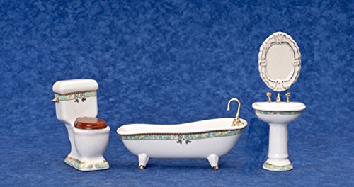 Melody Jane Puppenhaus Grün Gold Badezimmer Suite mit mit Fuß Badewanne Möbelset Melody Jane Puppenhaus Grün Gold Badezimmer Suite mit mit Fuß Badewanne Möbelset von Melody Jane
