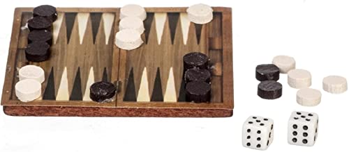 Melody Jane Puppenhaus Holz Backgammon Brettspiel Set Miniatur Studium Zubehör 1:12 von Melody Jane