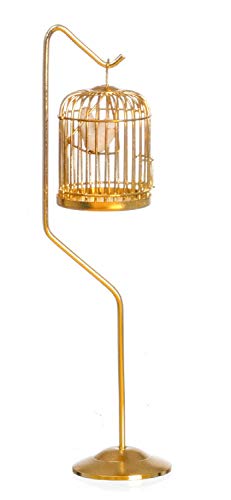 Puppenhaus Miniatur 1:12 Maßstab Viktorianisch Zubehör Vogel aus Messing Käfig auf Ständer von Melody Jane