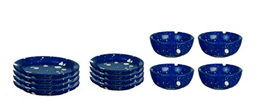 Melody Jane Puppenhaus Miniatur Küche Dinner Speisezimmer Zubehör Blaue Metall Teller Schalen Set Melody Jane Puppenhaus Miniatur Küche Dinner Speisezimmer Zubehör Blaue Metall Teller Schalen Set von Melody Jane