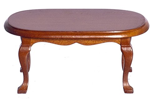 Melody Jane Puppenhaus Miniatur Loungemöbel Nussbaum Couchtisch Oval von Melody Jane