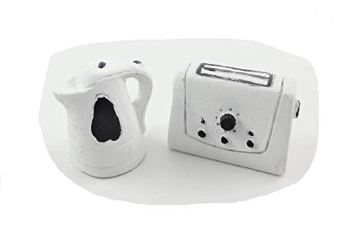 Melody Jane Puppenhaus Modern Weiß Wasserkessel & Toaster Miniatur 1:12 Küchenzubehör von Melody Jane