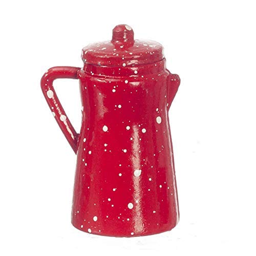 Melody Jane Puppenhaus Rot Gepunktet Kaffeekanne Miniatur Küchenzubehör Metall 1:12 Maßstab von Melody Jane