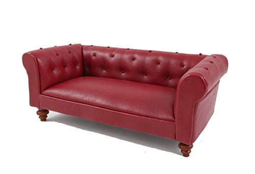 Melody Jane Puppenhaus Rot Leder Chesterfield Sofa Miniatur 1:12 Wohnzimmer Möbel von Melody Jane