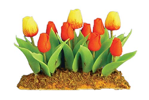 Melody Jane Puppenhaus Roter und Gelber Tulpen Blumen Im Gras Boden Gartenzubehör 1:12 von Melody Jane