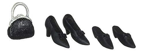 Melody Jane Puppenhaus Schwarz Damen Schuhe & Handtasche Falcon Miniatur Schlafzimmer Zubehör von Melody Jane