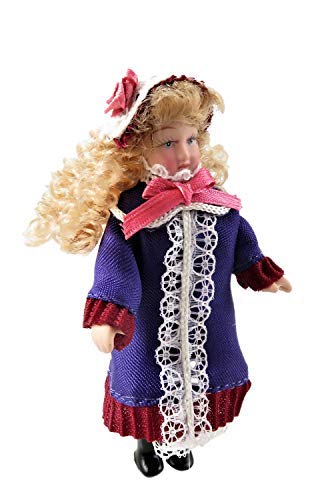 Melody Jane Puppenhaus Viktorianisch Kleines Mädchen in Lila Kleid Mantel 1:12 Porzellan Menschen von Melody Jane