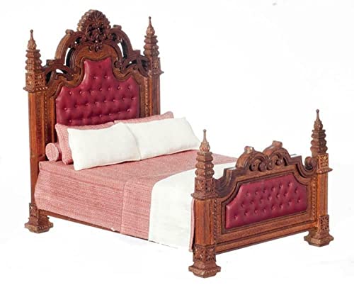 Melody Jane Puppenhaus Walnusshaus, Gothic-Stil, Kopfteil mit Nieten, JBM Schlafzimmermöbel von Melody Jane