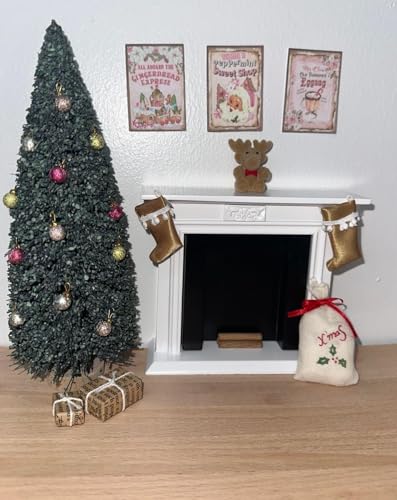 Melody Jane Puppenhaus Weihnachten Wohnzimmer Szene Set Miniatur DIY Dekor Zubehör 1:12 von Melody Jane