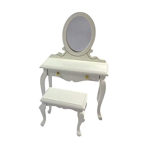 Melody Jane Puppenhaus Weiß Frisier Schminktisch & Hocker Miniatur Schlafzimmer Möbel von Melody Jane