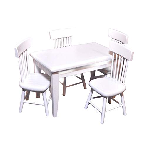 Melody Jane Puppenhaus Weiß Tisch & 4 Stühle Miniatur Küche Esszimmer Möbel von Melody Jane