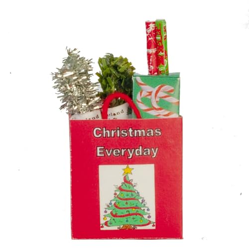 Melody Jane Weihnachtliche Einkaufstasche für Puppenhaus, Miniatur, festliches Geschenkladen-Zubehör von Melody Jane