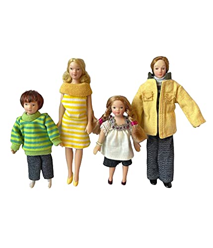 Puppenhaus-Familie mit 4 Personen Miniatur-Figuren aus Porzellan im Maßstab 1:12 von Melody Jane